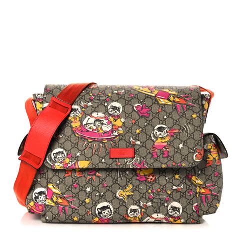 GUCCI GG Supreme Monogram Space Cats Diaper Bag Orange 